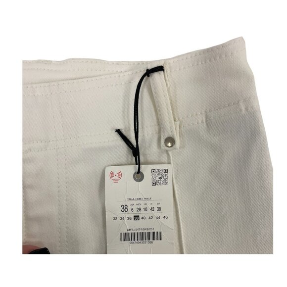 Zara Womens The ZW Jeans EU 38 US 6 Tailored Wide Leg White Denim 5474/043 NWT - Picture 8 of 12
